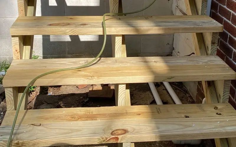 Deck building in Chattanooga, TN: pressure-treated deck stair framing